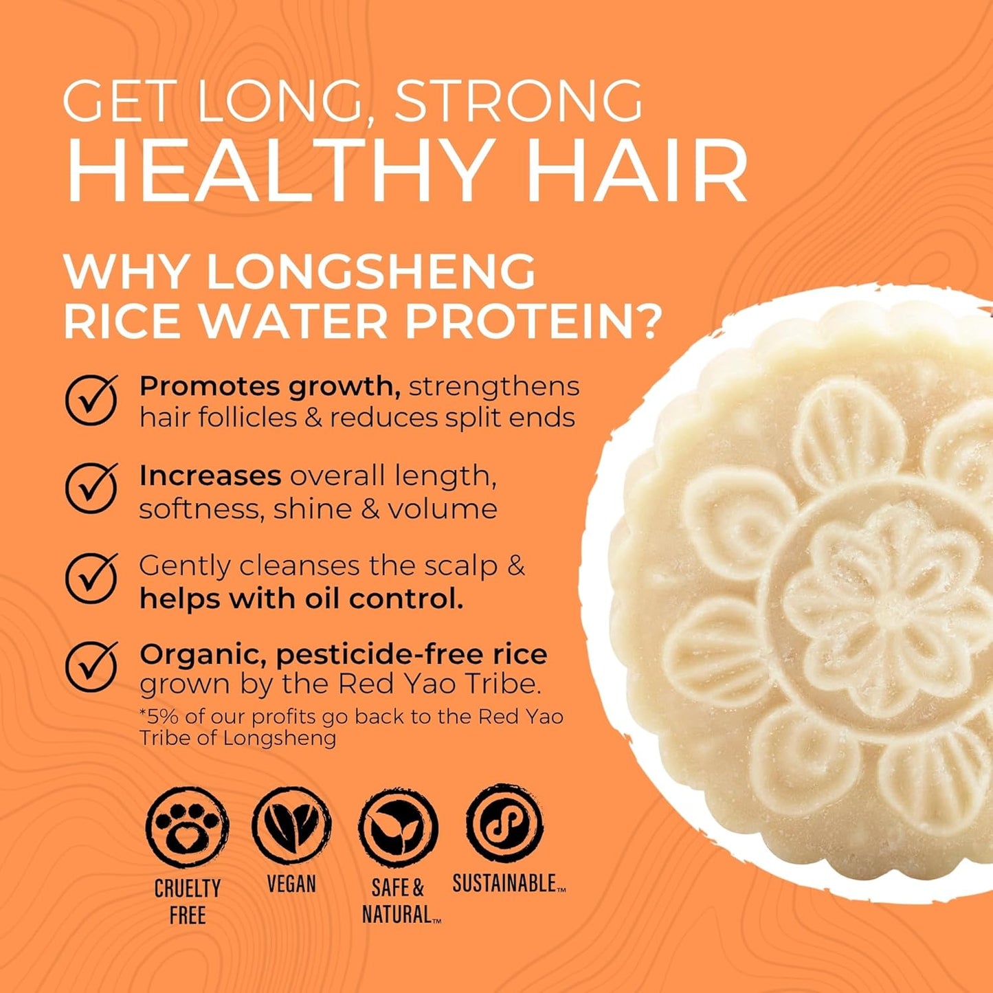 Viori Citrus Yao Shampoo Bar Made with Rice Water - Handcrafted All Natural Shampoo Bars - Sulfate Free