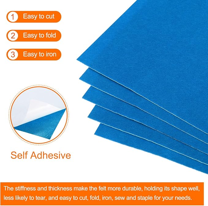MECCANIXITY Adhesive Felt Sheets, Felt Fabric Crafts Back Adhesive Felt Sheets