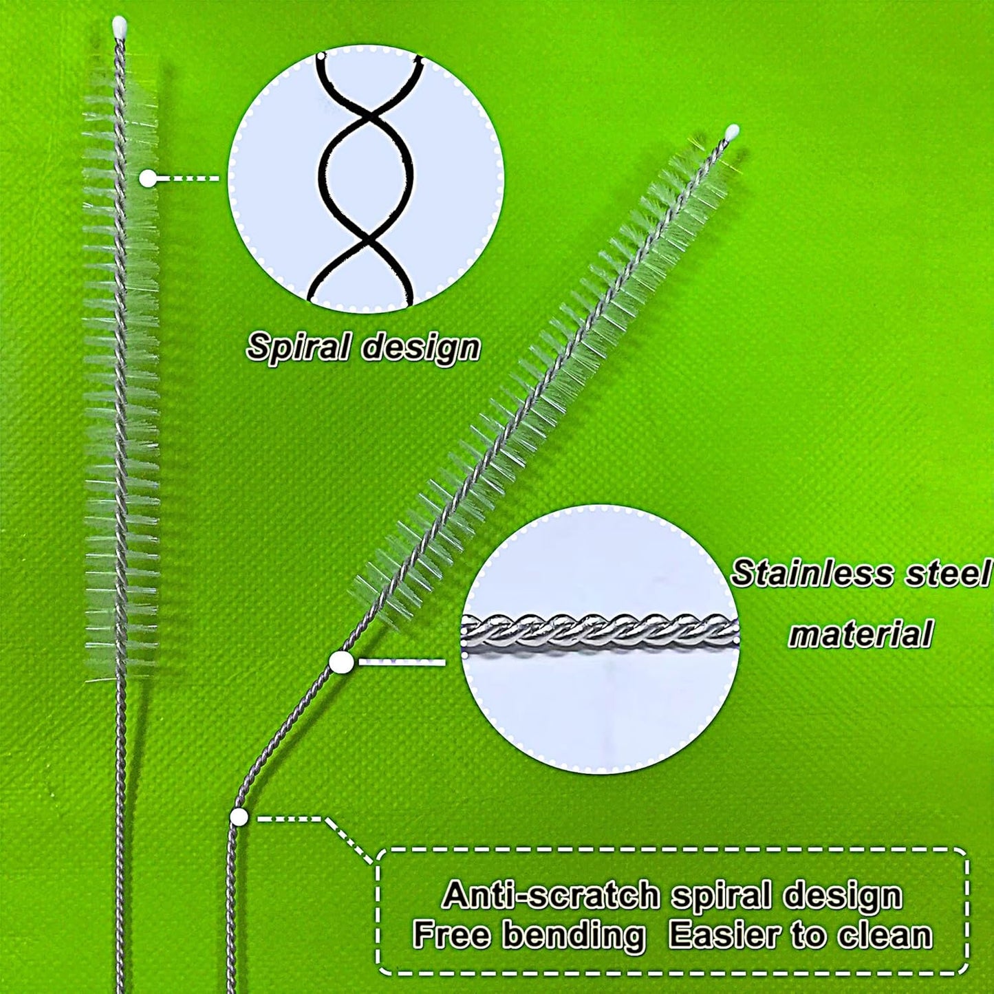 Extra Long Straw Cleaner Brush Long 14 Inch, Straw Brush of Bristles Diameter 12 mm, Straw Cleaning Brush with Stainless Steel Nylon Bristles for Cleaning Straws,Stanley, Owala, Water Bottle (8 PCS)