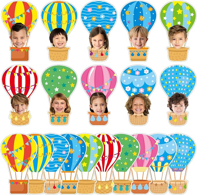80Pcs Colorful Hot Air Balloons Cutouts Back to School Bulletin Board Hot Air