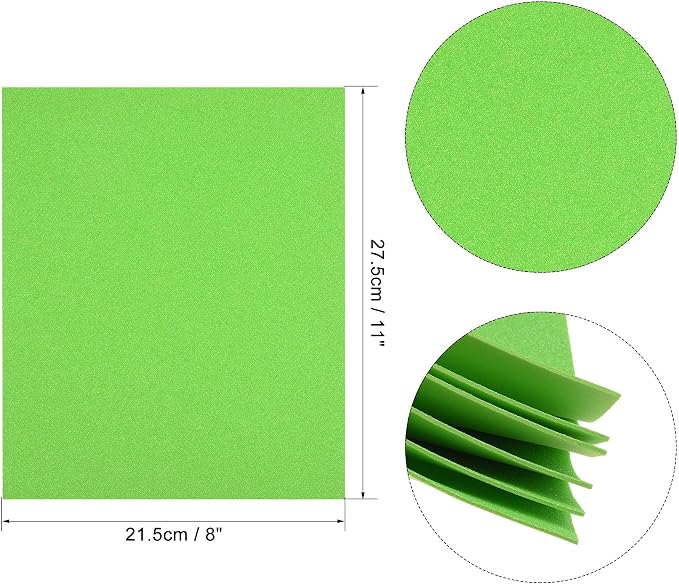 uxcell Green Shiny EVA Foam Sheets 11 x 8 Inch 2mm Thick