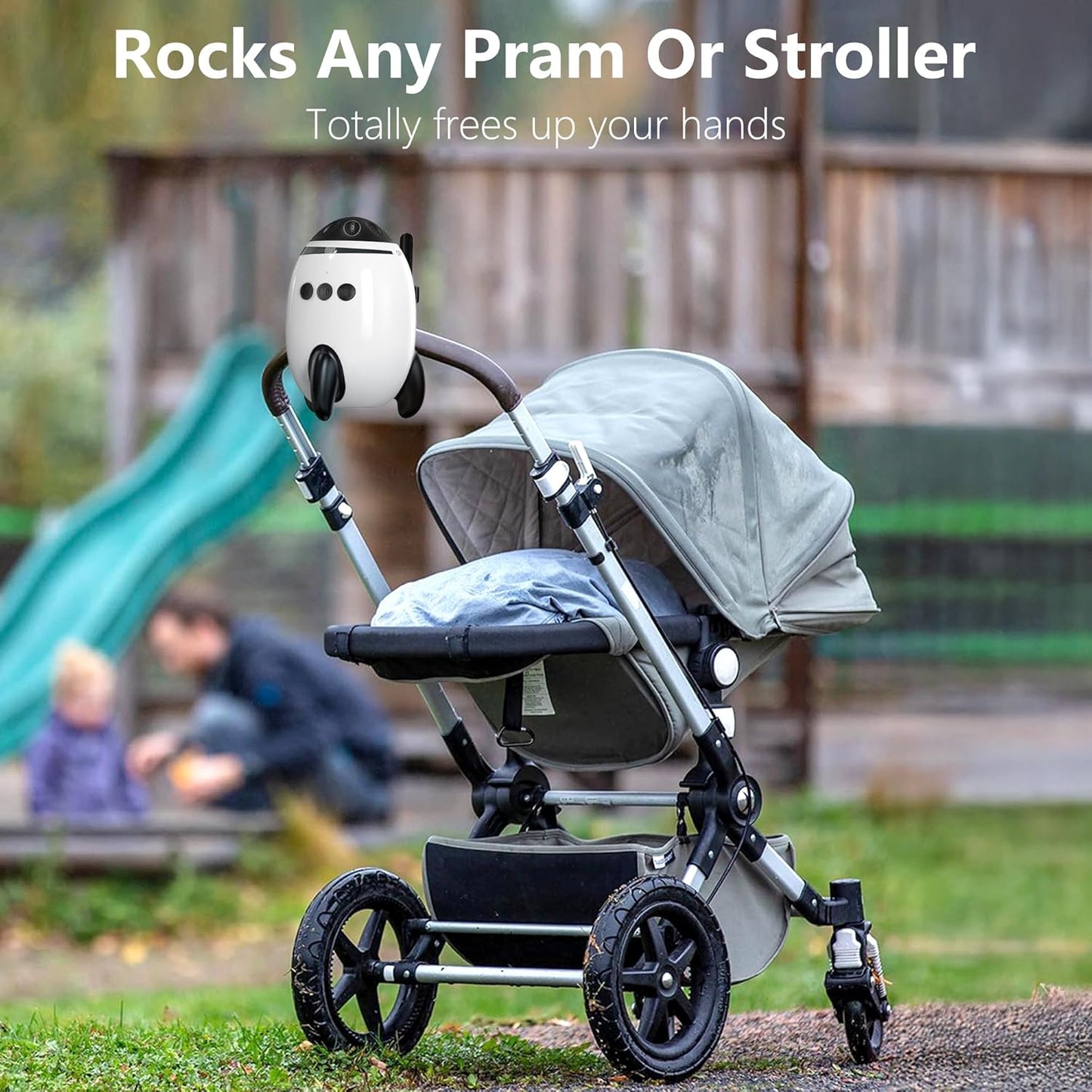 QNHMPW Baby Rocker, Baby Vibrating Soother Gently Rocks Any Stroller or Pram, White Noise Sound Machine Baby with 11 Sounds, Adjustable Speed, Baby Sleep Aid Newborn Essentials Must Haves Gifts