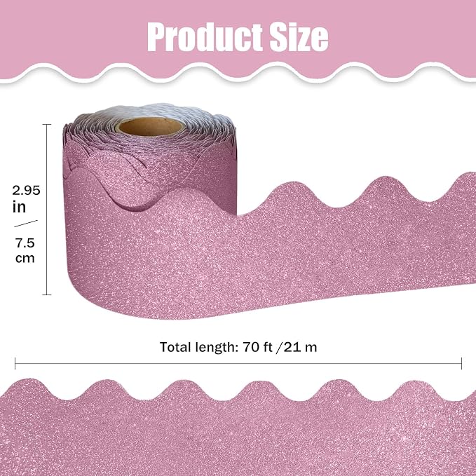 70Ft Shine Bulletin Board Borders，Scalloped Poster Boards Decorations Trim