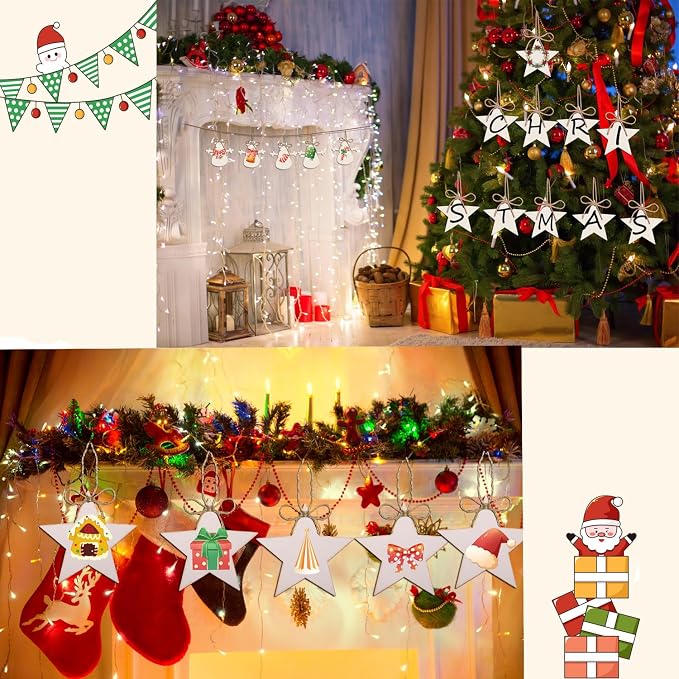 50PCS Unfinished Wood kit with Holes, Wood Slice