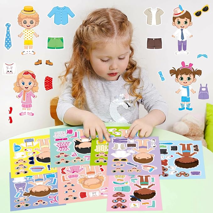 32 Sheets Make a Face and Dress Up Stickers, Make Your Own Stickers