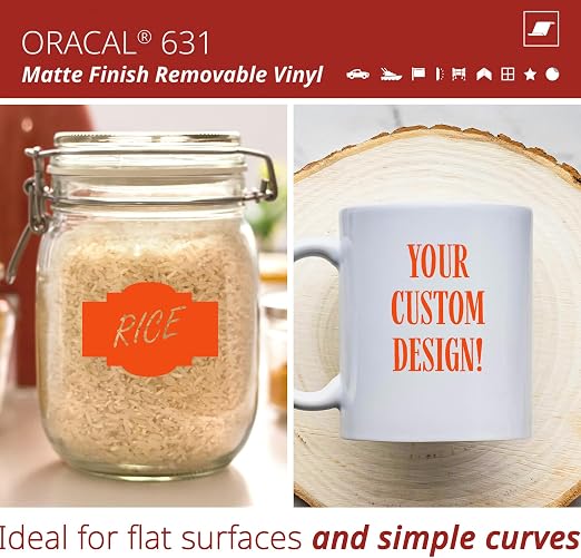 ORACAL 631 Matte Orange Vinyl Durable Roll Easy to Weed Permanent Adhesive