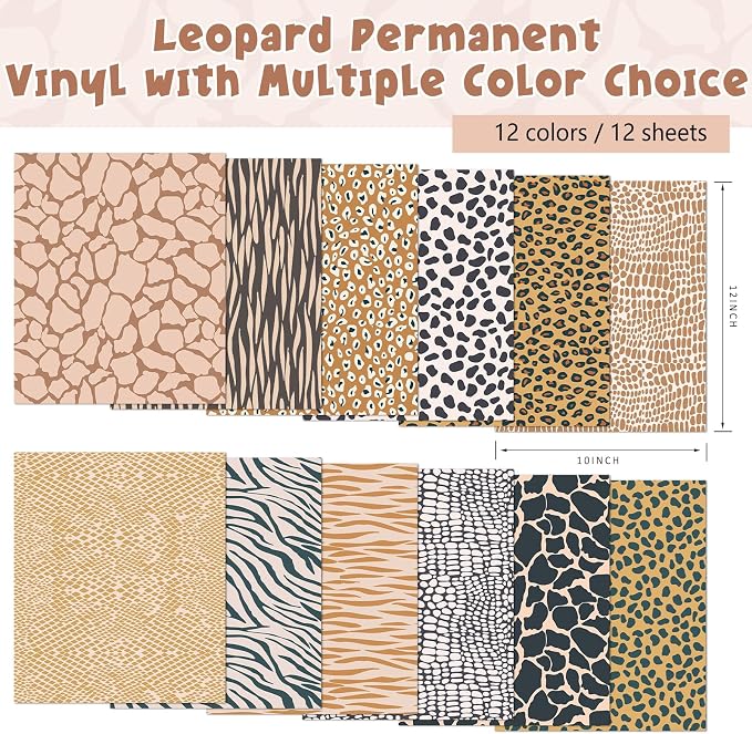 Tintnut Leopard Permanent Vinyl 12 Sheets 12x10in Skin Tone Adhesive Vinyl |