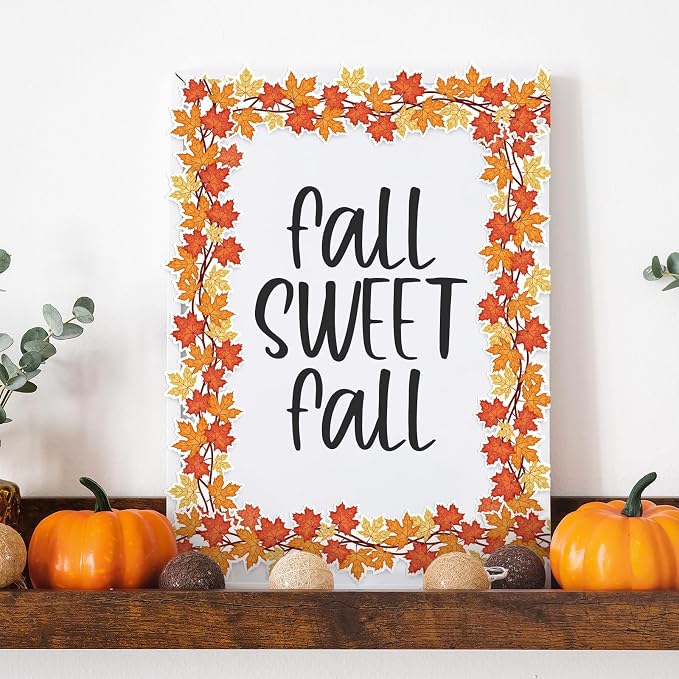 FYSUIMU 65.6 Ft Fall Thanksgiving Bulletin Board Borders Maple Leaves Vine Die