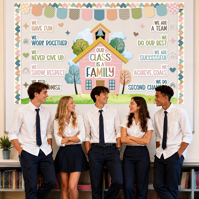Motivational Bulletin Board Classroom Decoration Boho Our Class is A Family