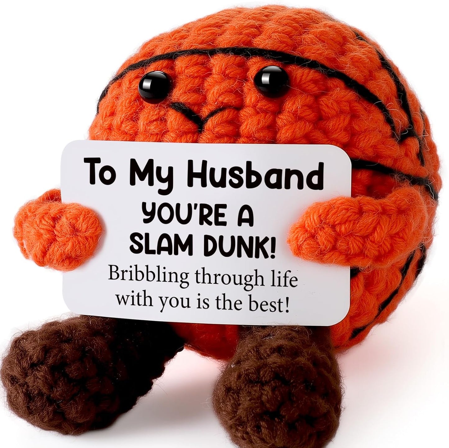 Funny Husband Birthday Gifts from Wife, Handmade Crochet Basketball Decor, Wedding Anniversary Birthday Presents for Him, Best Valentines Day for Men, I Love My Husband