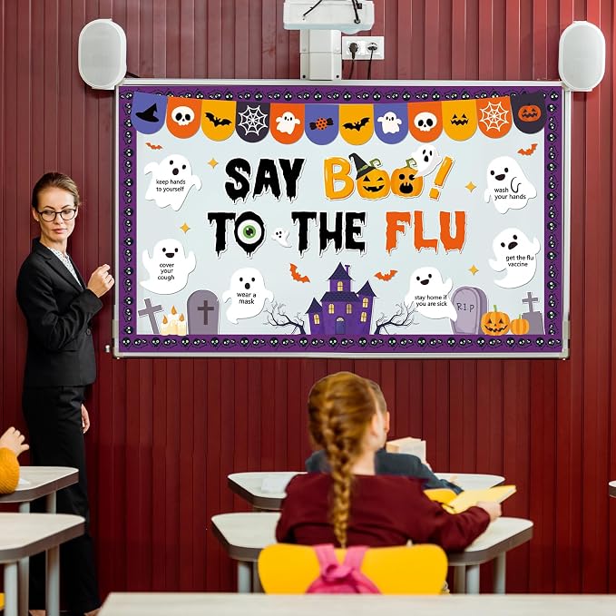 Halloween Ghost Bulletin Board Halloween Healthy Classroom Decorations Set Flu