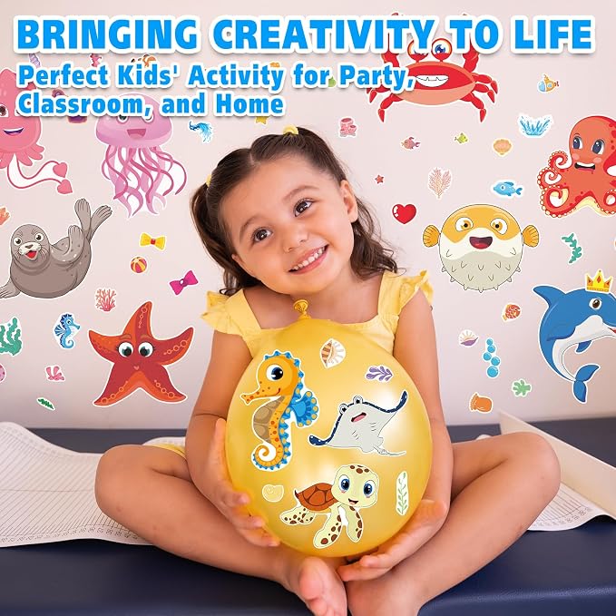 Aowplc 42 Pcs Ocean Animals Make-a-Face Sticker Sheets