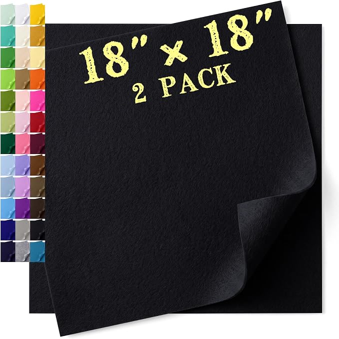 Felt Fabric Sheet 18 x 18 Inch, 1.6mm Thick | Soft and Flexible Nonwoven