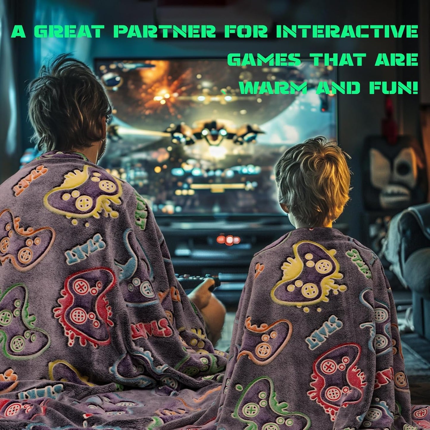 Gaming Toys Gifts for Teen Boys - Glow in The Dark Gaming Blanket Gamer Game Controller Throw for Kids Birthday Presents for Boys Age 8 9 10 11 12 13 14 15 Year Old Gamer Room Decor 50"x60"