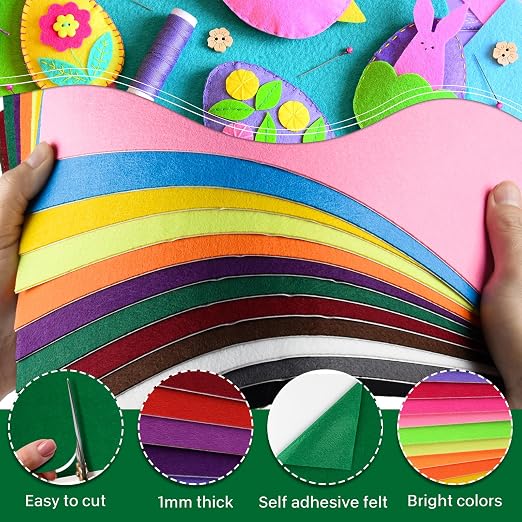 Morcheiong 12 Pcs Self Adhesive Felt Sheet Soft Felt Sheets