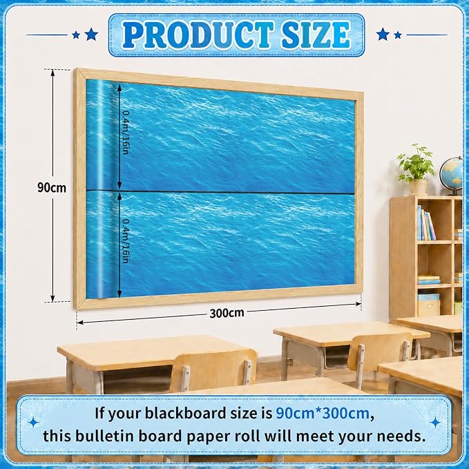 Ocean Waves Bulletin Board Roll Non-Woven Fabric Poster 16in X 20ft | Back to