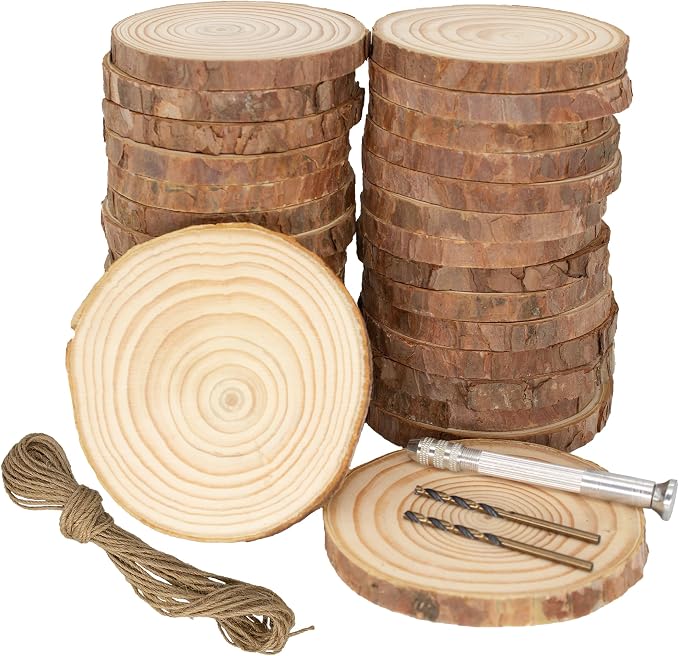 Unfinished Natural Wood Slices: 3.2-4 Inch Circles