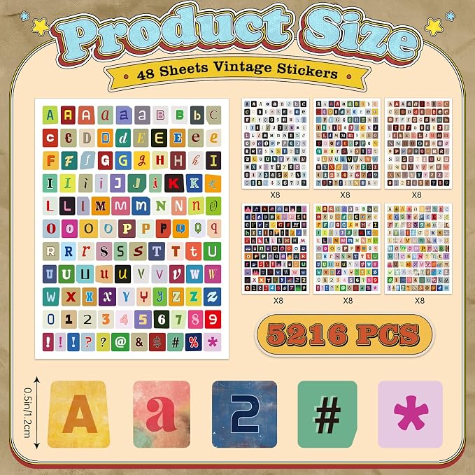5216Pcs Magazine Letter Stickers