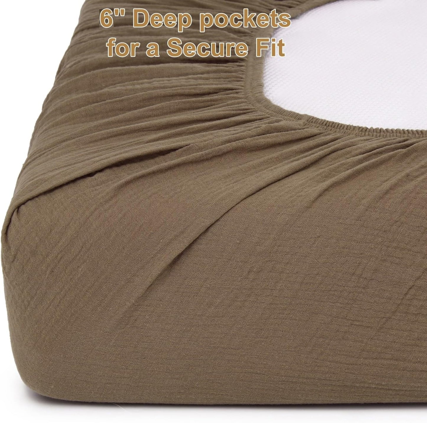 Muslin Mini Crib Sheets for Girls & Boys-2 Pack 24"x 38" Soft Baby Mattress Sheets Fitted-No Slip Neutral Toddler Cotton Bedding-Nursery Décor Taupe Brown & Light Beige