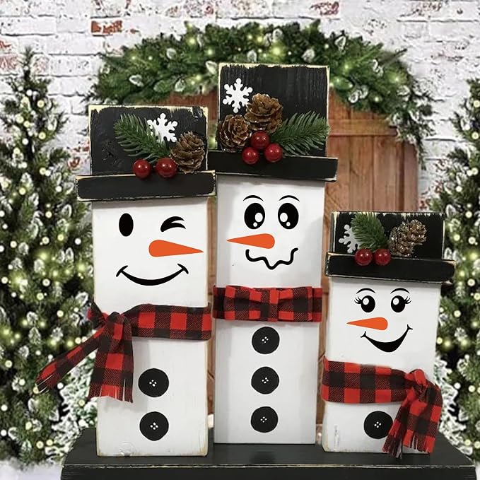 41 PCS Snowman Face Stickers for Crafts Christmas Vinyl Snowman Face Decals for