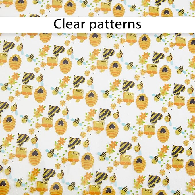 Bee Printed TPU Jelly Faux Leather Fabric, 11.8 x 47.2 Inch Clear TPU Vinyl