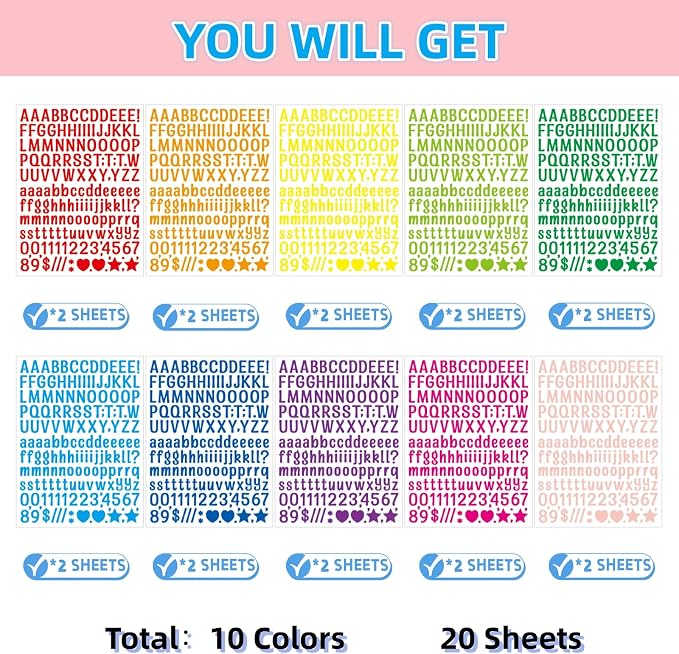 3040Pcs 20 Sheets Small Letter Number Stickers, 0.5inch Self-Adhesive Vinyl