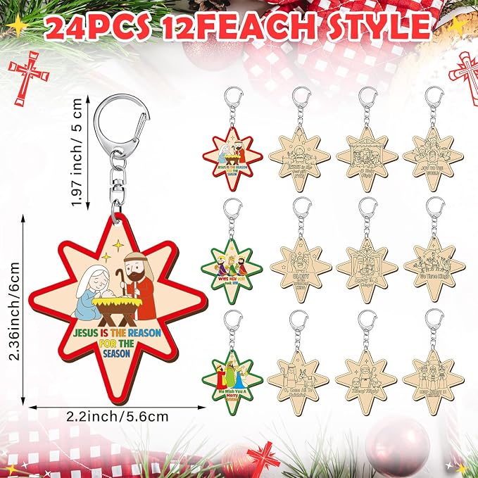 RattanView 24 Pcs Christmas Nativity Crafts Star of Bethlehem Nativity Star