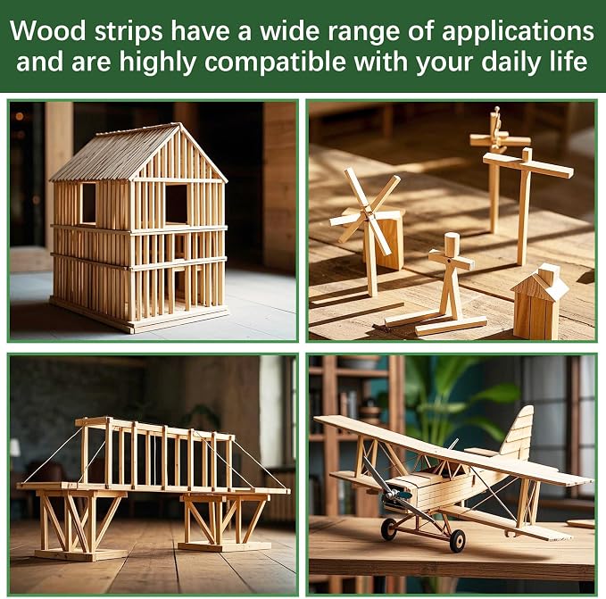 24 Pcs Balsa Wood Sticks 1/2 x 1/2 x 12 Inch balsa Wood Strips Hardwood Square