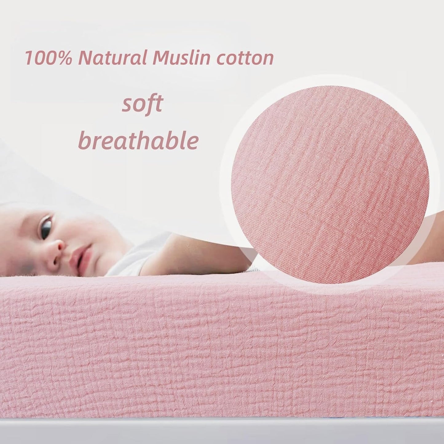 Owlowla Muslin Changing Pad Cover 2PACK,Soft Muslin Cotton Diaper Changing Pad Covers Changing Table Cover for Baby Boy Girl(Cream&Blush)