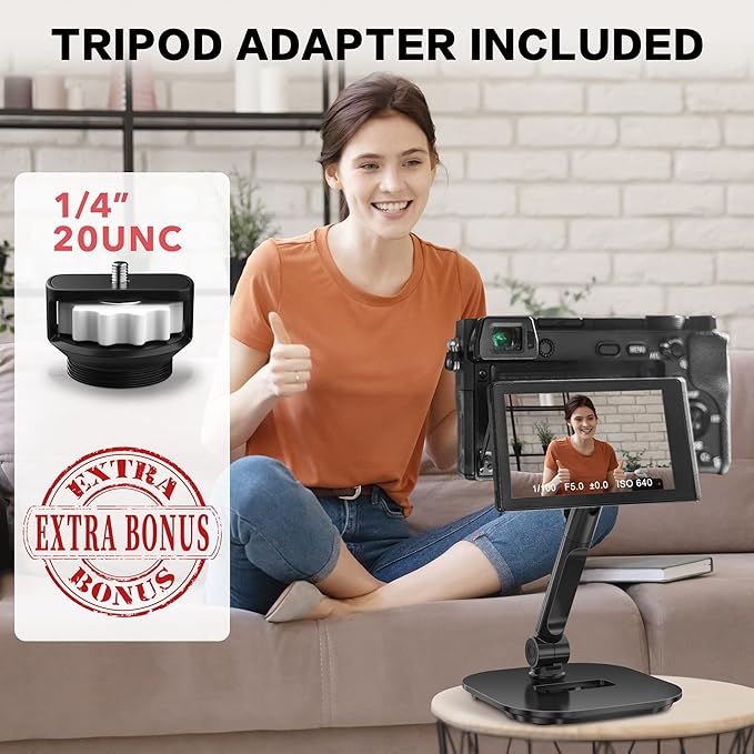 AboveTEK Upgraded Desktop Tablet Stand, 360° Swivel Tablet & Phone Desk Mount Holders for Any 4.7''-13.5'' Display iPad/Cell Phones, Stylish & Sturdy Stands for Store Office Showcase Reception (Black)