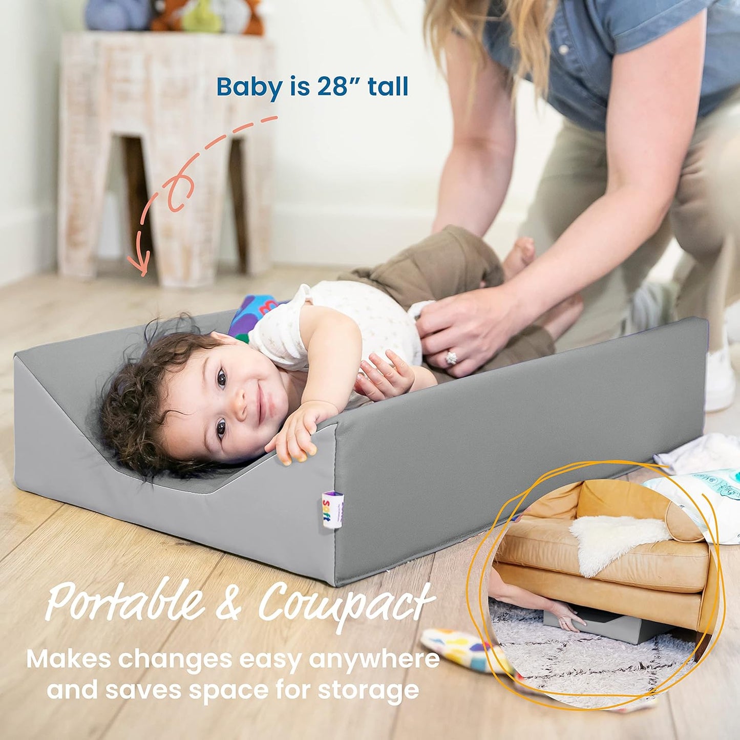 ECR4Kids SoftZone Baby Changing Pad, Baby Essentials, Grey/Light Grey