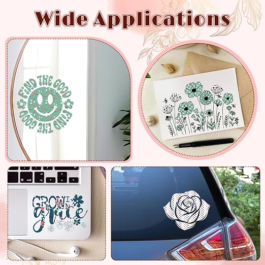 Tintnut Floral Permanent Vinyl 12 Sheets 12x10in Self Adhesive Vinyl | Boho