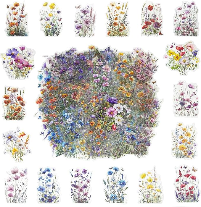 160 Pcs Wildflower Stickers, Waterproof Botanical Stickers