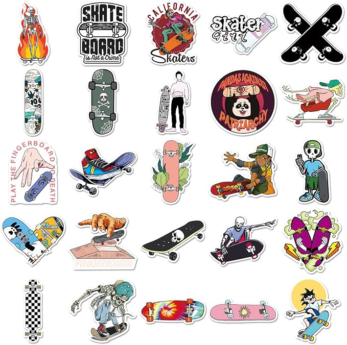 Cool Skateboard Stickers, Vinyl Waterproof Sticker Packs Bulk