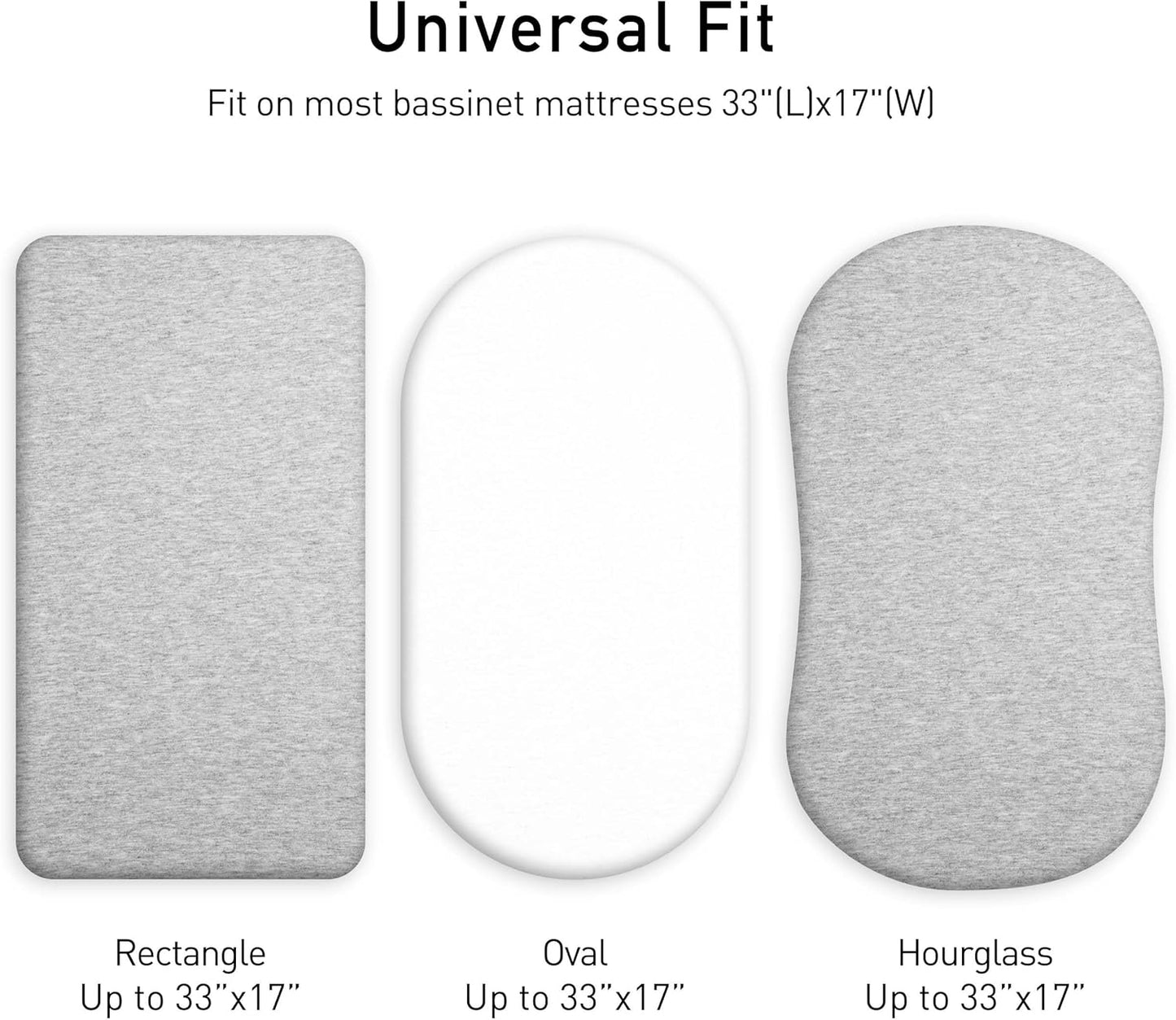 Gllquen Baby Bassinet Sheets 2 Pack, 100% Organic Cotton Bassinet Fitted Sheets for Girls Boys, Soft & Breathable Unisex Baby Mattress Sheet for Standard Bassinets 33"x17"(Grey)