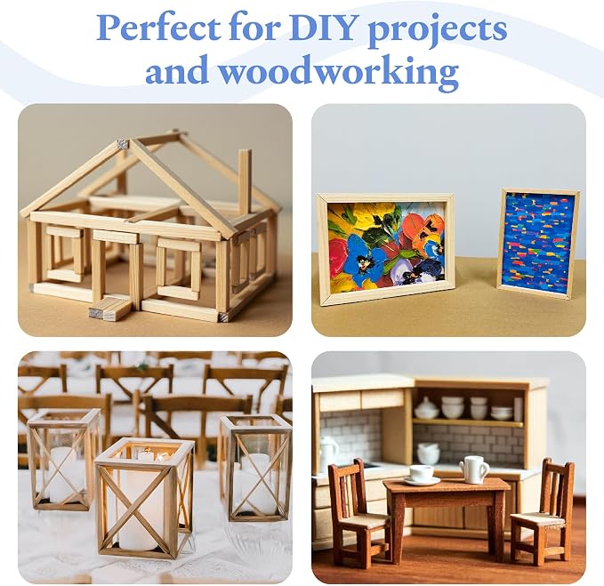 DIY Wooden Square Dowel Rod 1/4-inch x 18 Pack of 25 Hobby Wood Sticks