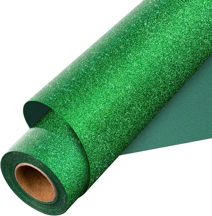 Aoder Green Glitter HTV Heat Transfer Vinyl: 12" x 10FT Green Glitter HTV Iron