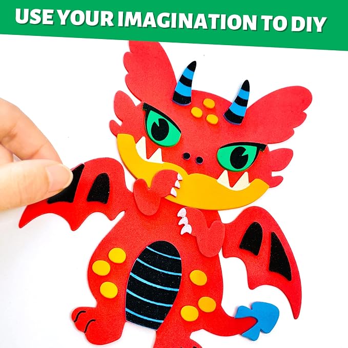 VKPI 4 Pieces EVA Foam Art Crafts Gift Kit, Creative Make Your Own Dragon