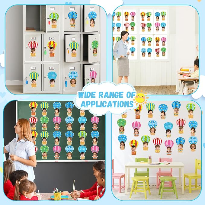 80Pcs Colorful Hot Air Balloons Cutouts Back to School Bulletin Board Hot Air