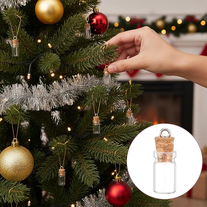20 Pcs Mini Glass Bottles with Cork 1ml Capacity Clear Tiny Glass Bottles