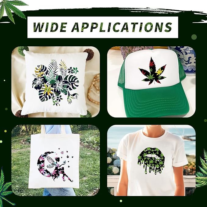 Tintnut Rasta Cannabis Leaf HTV Vinyl, easy cut & weed, stretch washable