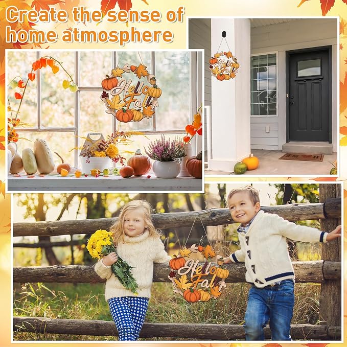 Unfinished Fall Wreaths Wood Crafts to Paint Set of 3, Unfinished Wood Cutouts