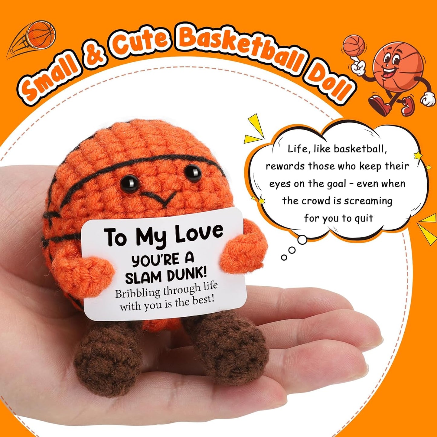 Romantic Gifts for Him Her Boyfriend Girlfriend, to My Love Handmade Crochet Basketball Decor, Birthday Wedding Anniversary Presents for Husband Wife Couple, I Love You Gift for Women Men