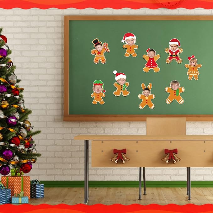 Gersoniel 72 Pcs Kid Christmas Gingerbread Man Decor Bulletin Board Cutout |