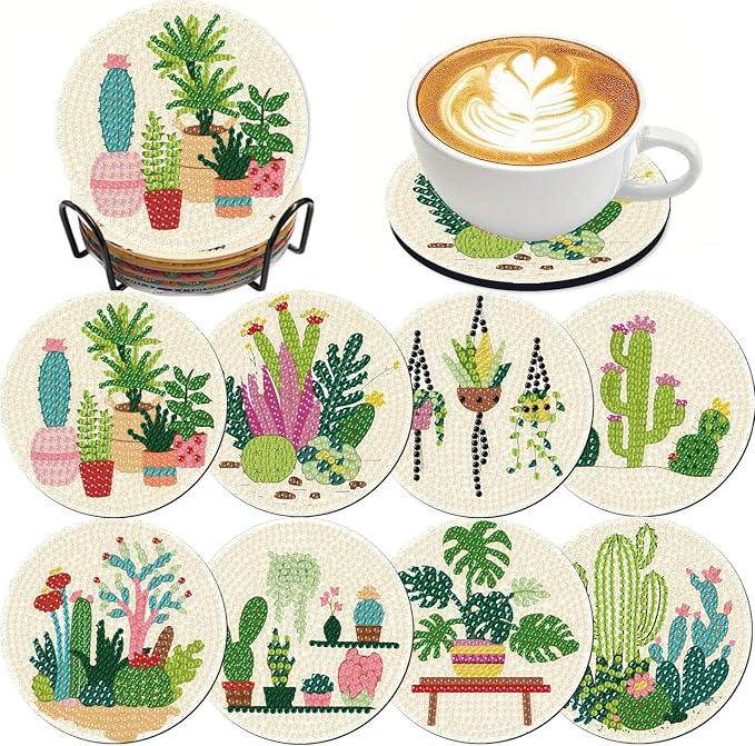 Clendo 8 Pcs Diamond Art Kits for Adults Coasters