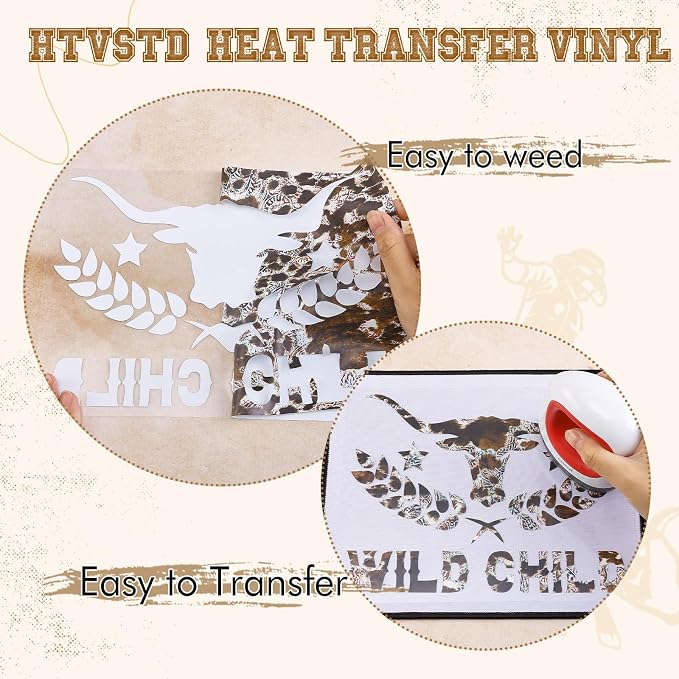 HTVSTD Cowhide HTV Heat Transfer Vinyl 10 Sheets 12×10in Iron on Vinyl | Serape