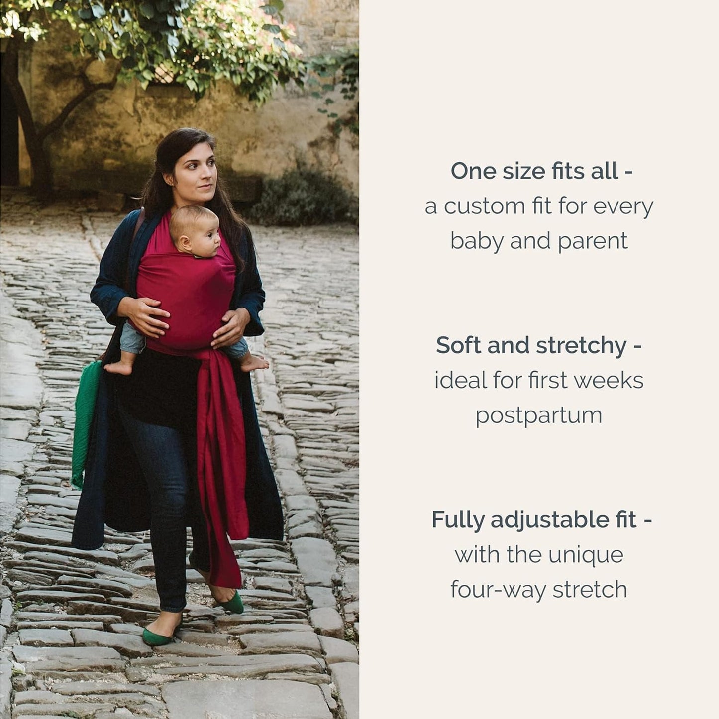 Boba Baby Wrap Carrier - Original Baby Carrier Wrap Sling for Newborns - Baby Wearing Essentials - Newborn Wrap Swaddle Holder, Newborn to Toddler Infant Sling (Sangria)