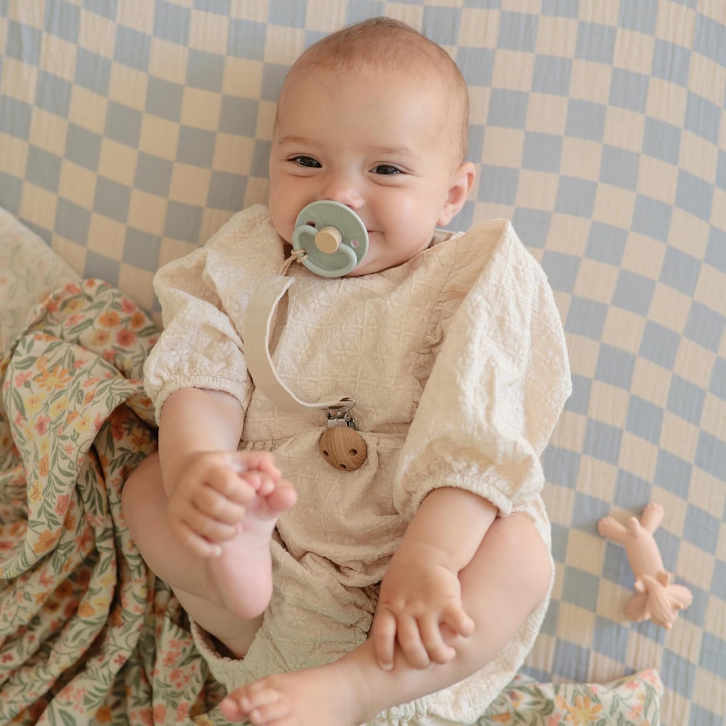 FRIGG Little Viking Natural Rubber Baby Pacifier 2-Pack | Made in Denmark | BPA-Free (Sage/Olive, 0-6 Months)