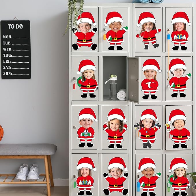 60pcs Christmas Theme Cutouts Santa Claus Bulletin Board Decorations Xmas Santa