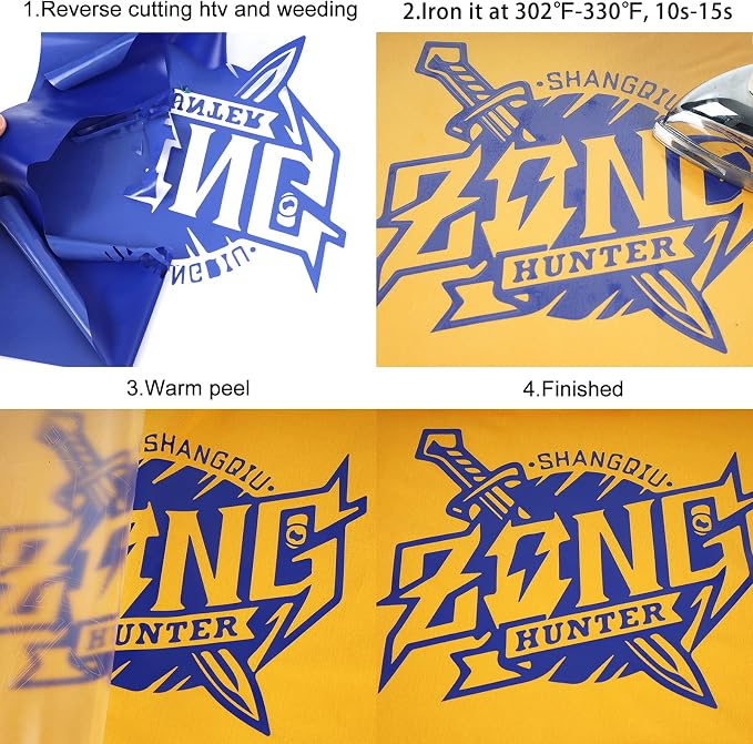 FUNKAKA Blue Heat Transfer Vinyl Rolls, Adhesive Glossy HTV Vinyl